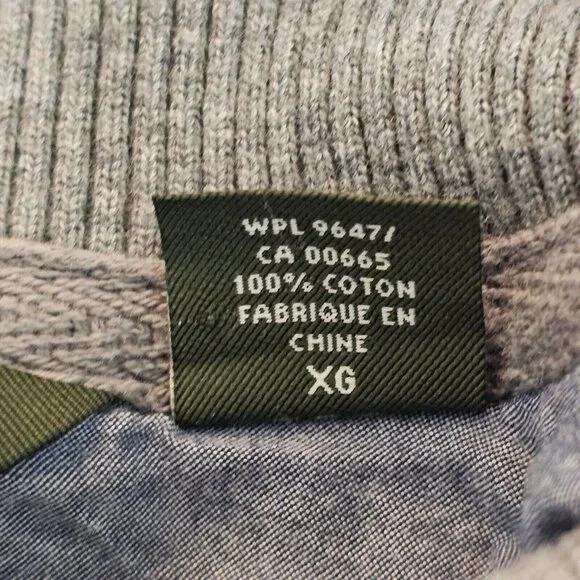 Eddie Bauer Sweater Mens XL Gray 1/4 Button Cotton Pullover Sweatshirt - Picture 11 of 12